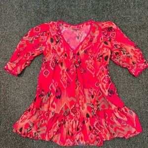 Vibrant Reddish/Pink Patterned Women's Dress